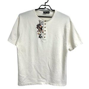 Warner Bros. Studio Store Men's Short Sleeve Bugs Bunny Half Button T Shirt sz L